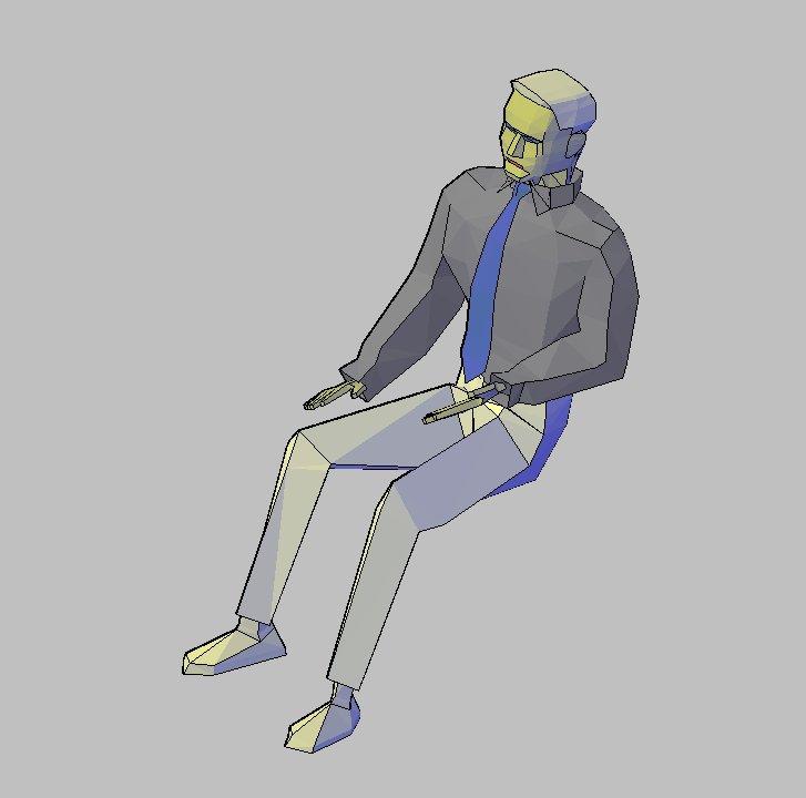 Bloque Autocad Vista de Hombre 14 Bibliot. 2D-3D en 3D